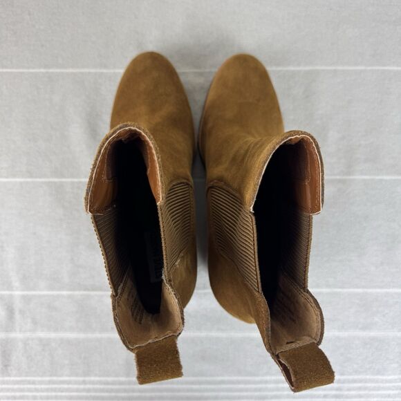 Steve Madden Mooris Suede Wedge Chelsea Booties Ankle Boots Chestnut Brown 11 - Picture 11 of 14